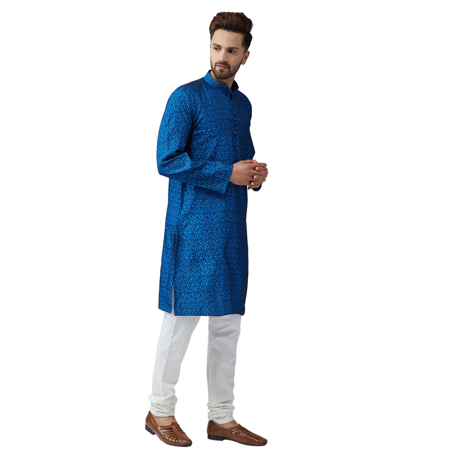 sojanya (since 1958), men's silk kurta and churidaar pyjama set