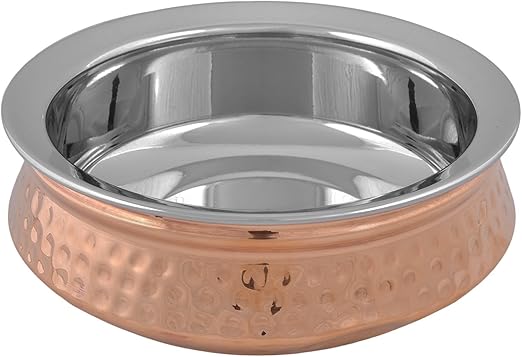Download Amazon.com: QUBIC INC Steel Serving Bowl/Handi w/ Hammered Copper Exterior, Premium Indian ...