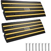 VEVOR Rubber Curb Ramps for Driveway, 2 Pack Threshold Bridge, 33069 lbs Load Capacity, 2.5" Rise, with Reflective Safety Strips, Ideal for Cars, RVs, Scooters and Motorcycles to Prevent Car Scraping