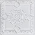 White Styrofoam Ceiling Tiles (Pack Of 8) - Diamond Wreath Design 20x20 Inch - Easy Install Over Popcorn Ceilings