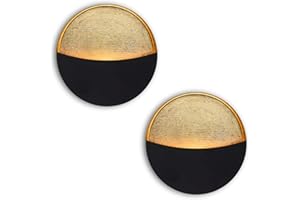 BATOSLEE Black Wall Candle Holder Set of 2 with Gold Leaf Interior, Metal Wall Candle Sconces, Vintage Style Wall Decor for Living Room, Bedroom, and Dining Room