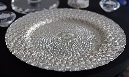 Sottopiatti Stella Di Natale Uncinetto.Piatti In Vetro Di Design Dorato Argento Per Matrimoni Eventi Di Natale Vetro Argento 33 Centimeters Amazon It Casa E Cucina