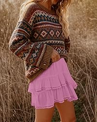 Lepunuo Womens Shorts High Waisted Skorts Flowy