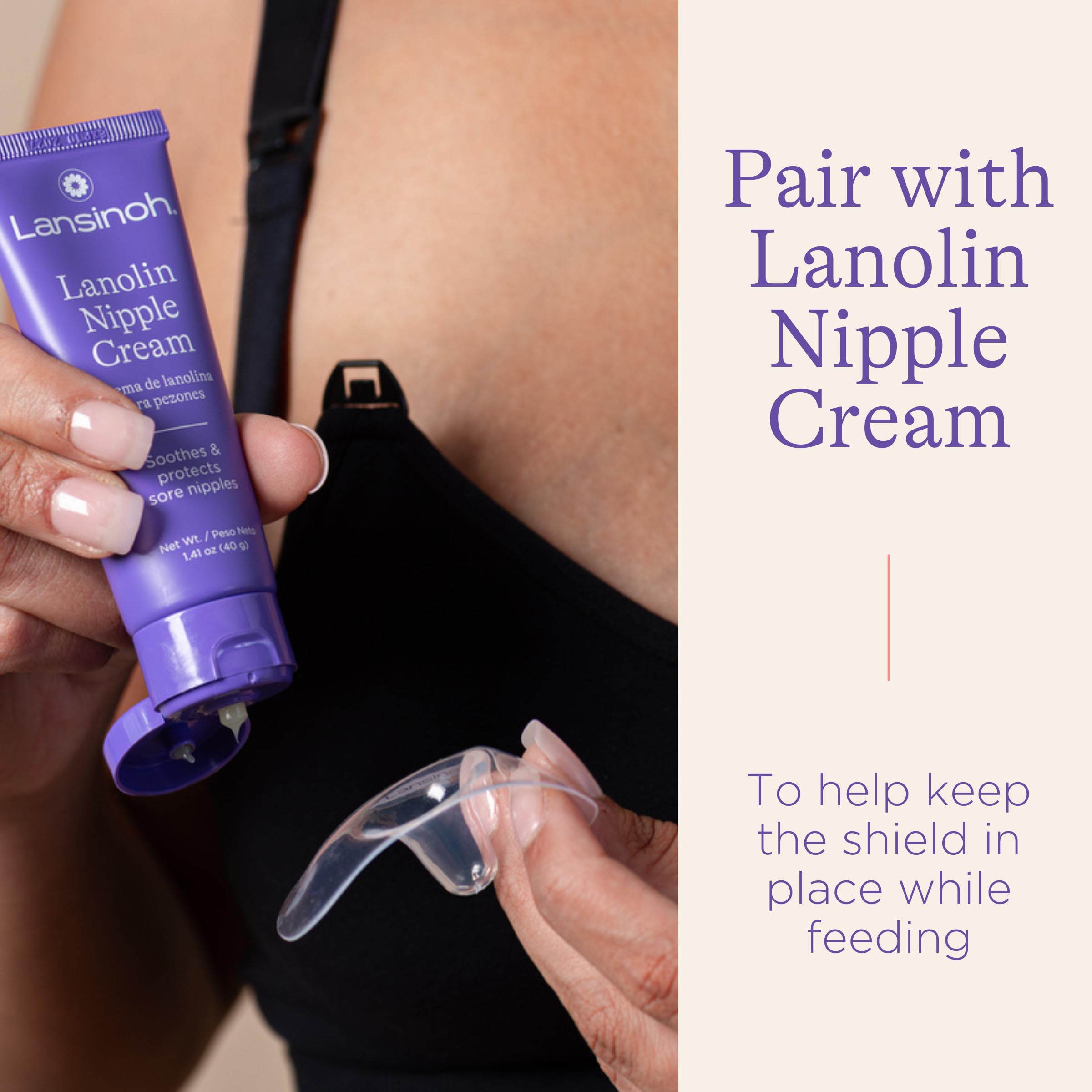 Lansinoh Contact Nipple Shields for Nursing Mothers, Ultra-Thin Soft & Flexible Medical-Grade Silicone Shields Designed for Sensitive Nipples and Latch-On Support, with Protective Case, 20mm, 2 Count