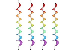 Gejoy 4 Pieces Rainbow Wind Spinner Outdoor Hanging Wind Socks Colorful Windsock Streamers for Outside Yard and Garden, Decor Windmill to Scare Birds Away(57 Inch)