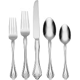 Oneida Boutonniere 45-Piece 18/0 Silverware Set for 8, Flatware | mirror finish, dishwasher safe | includes serving spoons and utensil set | cutlery set, wedding silverware