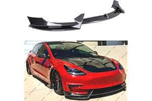 WheelX 3Pcs Front Lip Compatible with 2017-2023 Tesla Model 3, Bumper Air Dam Lower Chin Splitter Protection Body Kit Fits for 2017 2018 2019 2020 2021 2022 2023 (Carbon Fiber Pattern)