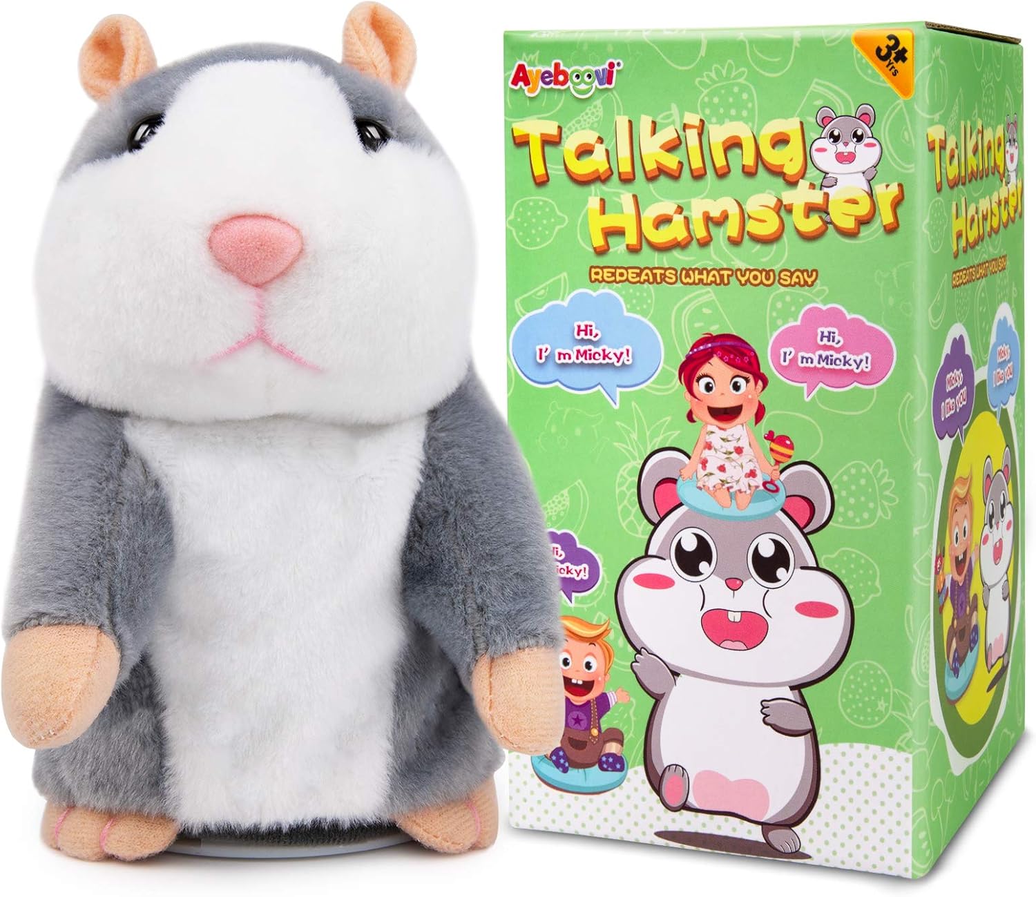 Ayeboovi Talking Hamster Repeats What You Say Autism Toy Plush Hamster Talking Toy