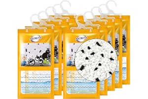 NATRUTH 10-PACKs Moisture Absorber Bags With Activated Charcoal，Desiccant Hanging Bag Use for Kitchen Bathroom Wardrobe, Odor Absorber Humidity Packs, Hanging Closet Dehumidifier Bags for Closet