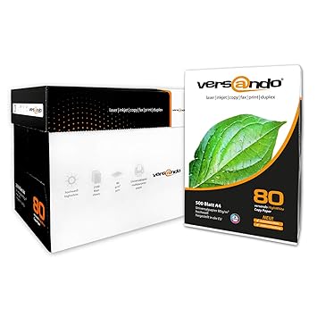 2500 Blatt hochwertiges Kopierpapier versando high white 80, DIN A4, 80g/qm, weiß, Druckerpapier, Universalpapier, für Tinten