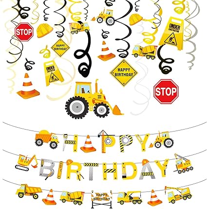 Amazon Com Phogary 31pcs Construction Birthday Party Decorations