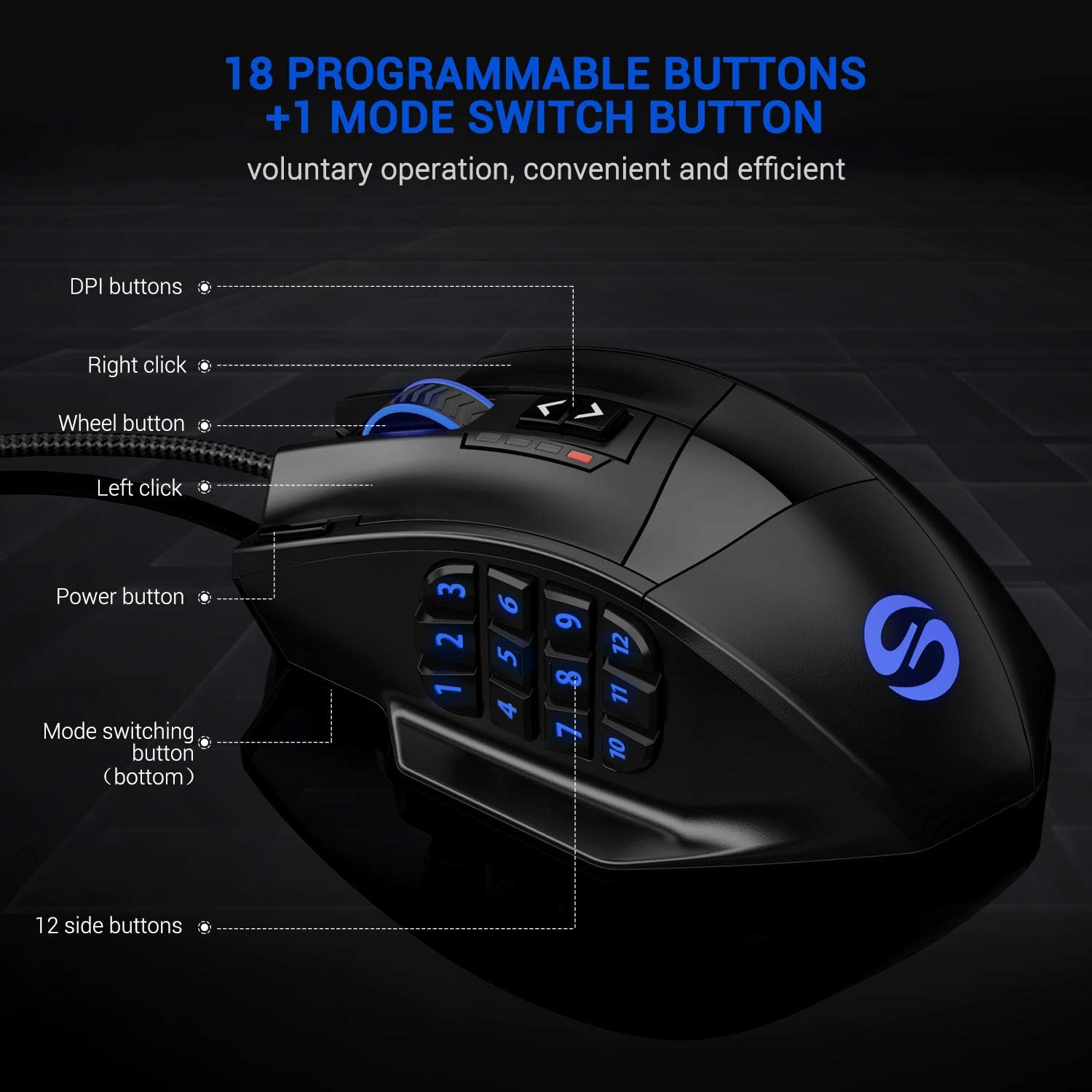 UtechSmart Venus Gaming Mouse RGB Wired, 16400 DPI High Precision Laser Programmable MMO Computer Gaming Mice [IGN's Recommendation]: Computers & Accessories