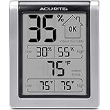 AcuRite 00613 Digital Hygrometer & Indoor Thermometer Pre-Calibrated Humidity Gauge, 3" H x 2.5" W x 1.3" D, Black