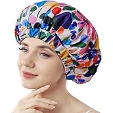 Years Calm Shower Caps for Women Reusable Waterproof, Double-Layer Extra Large Elastic Hair Cap for Shower for Long Hair & Braids, Travel & Home