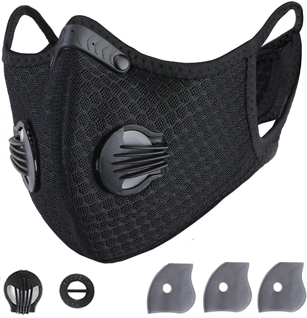 RooRuns Dust Breathing Mask Activated Carbon Air Pollution Mask with Extra Carbon N99 Filters for Smoke, Pollen Allergy - Face Mask for Dust Woodworking Mowing Running Cycling (Extra Large)