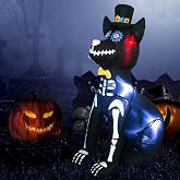 AJY 4Ft Halloween Inflatable Dog Skeleton, Spooky Town Outdoor Yard Decor | Skeleton Puppy Inflatable Built-in LED lights, Blow Up Garden Halloween decorations outdoor inflatable /Holiday/Home Decor