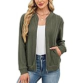 Viracy Women's Full Zip Up Cardigan Sweater Lightweight Casual Long Sleeve Jackets with Pockets