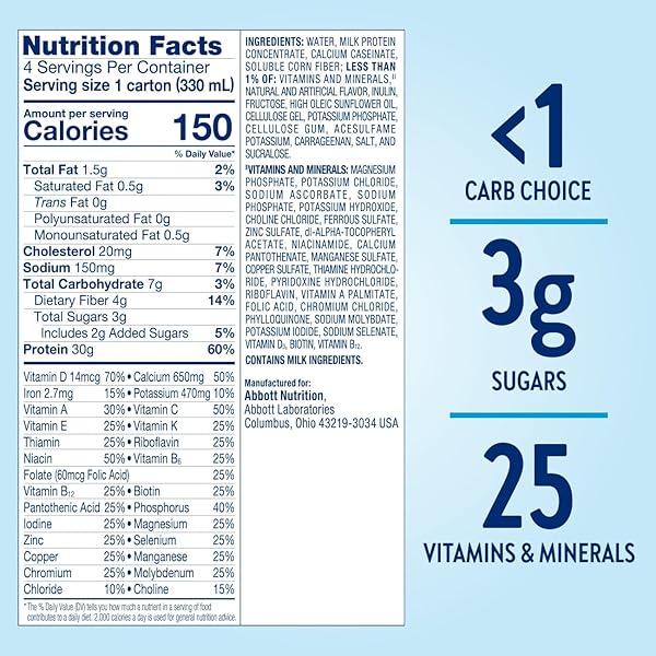 GLUCERNA PROTEIN SMART DIABETES CARE SHAKE, VANILLA, DIABETIC MEAL REPLACEMENT TO SUPPORT BLOOD SUGAR MANAGEMENT, 30G PROTEIN, 150 CALORIES, READY TO DRINK, 11-FL-OZ BOTTLE, 12 PACK