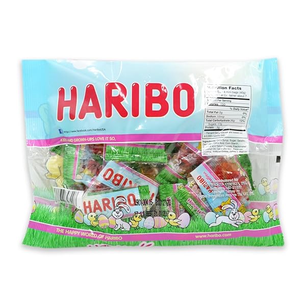 HARIBO EASTER HAPPY HOPPERS GUMMI CANDY, INDIVIDUALLY TREAT SIZE WRAPPED PACKETS, 9.5 OZ. BAG