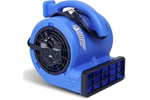 BEYOND BREEZE Air Mover Blower Fan, 700 CFM High Velocity Industrial Fan with 3 Speeds, Reset and Circuit Breaker, Powerful with 2 AC Outlets, 10 Ft Cord, Commercial Garage Floor Carpet Dryer