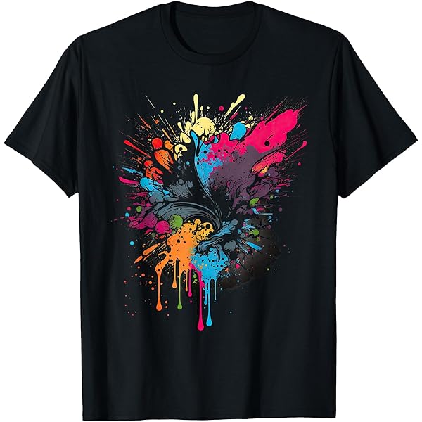 charbon シャルボン WOOL SPLASH DYE T-SHIRTS Amazon.com: Splash Art Splatter colours T-Shirt : Clothing