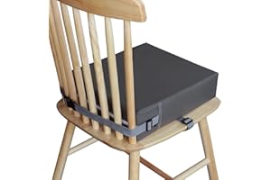 Toddler Booster Seat for Dining Table, VUEJIC Kids Waterproof Booster Seat, Double Safer Adjustable Straps&Non-Slip Bottom, Portable Travel Chair Cushion (Dark Grey)