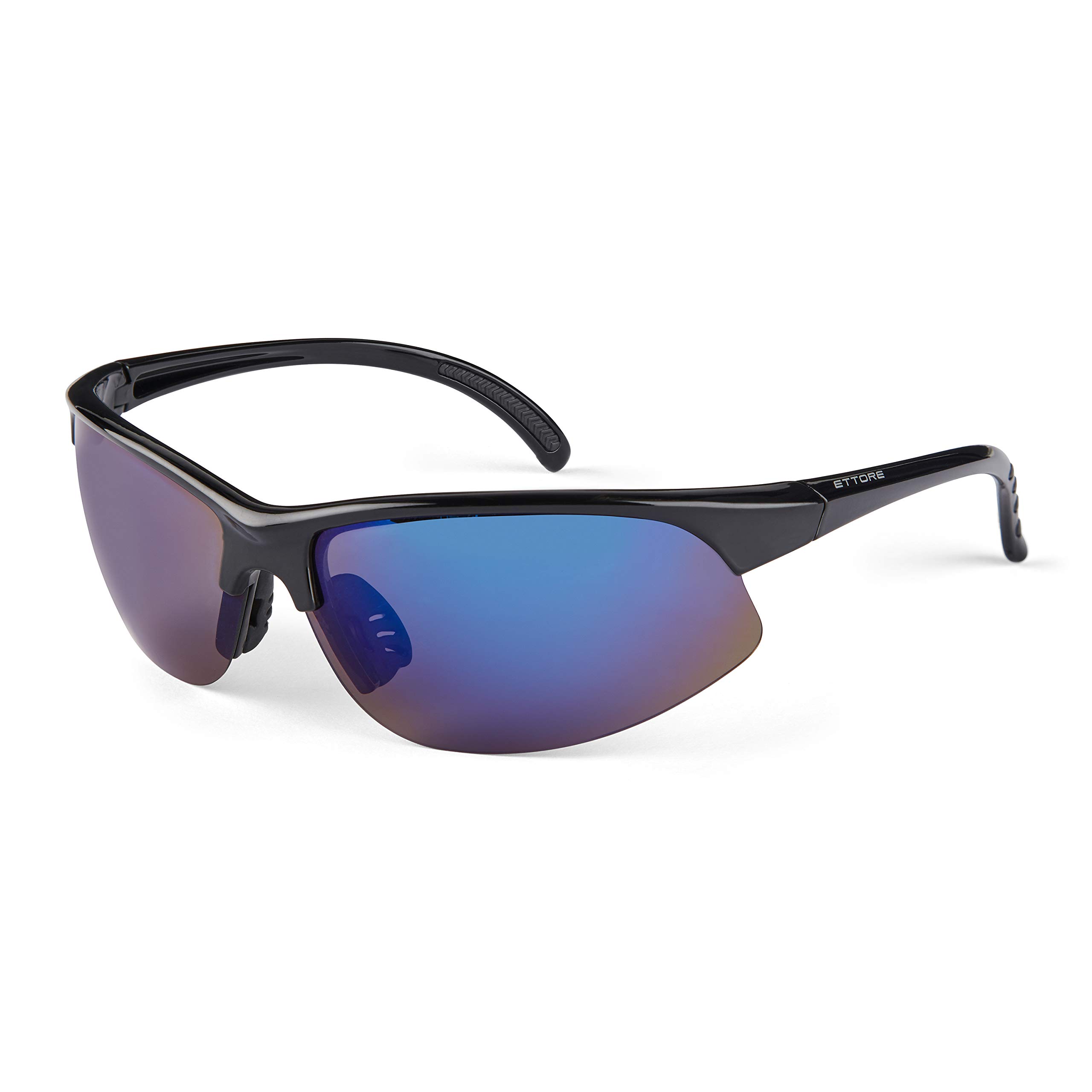 Ettore Cycling Sunglasses Sports Glasses Polarized UV 400 Protection - CE Marked - Black Frame, Blue Lens - Alya
