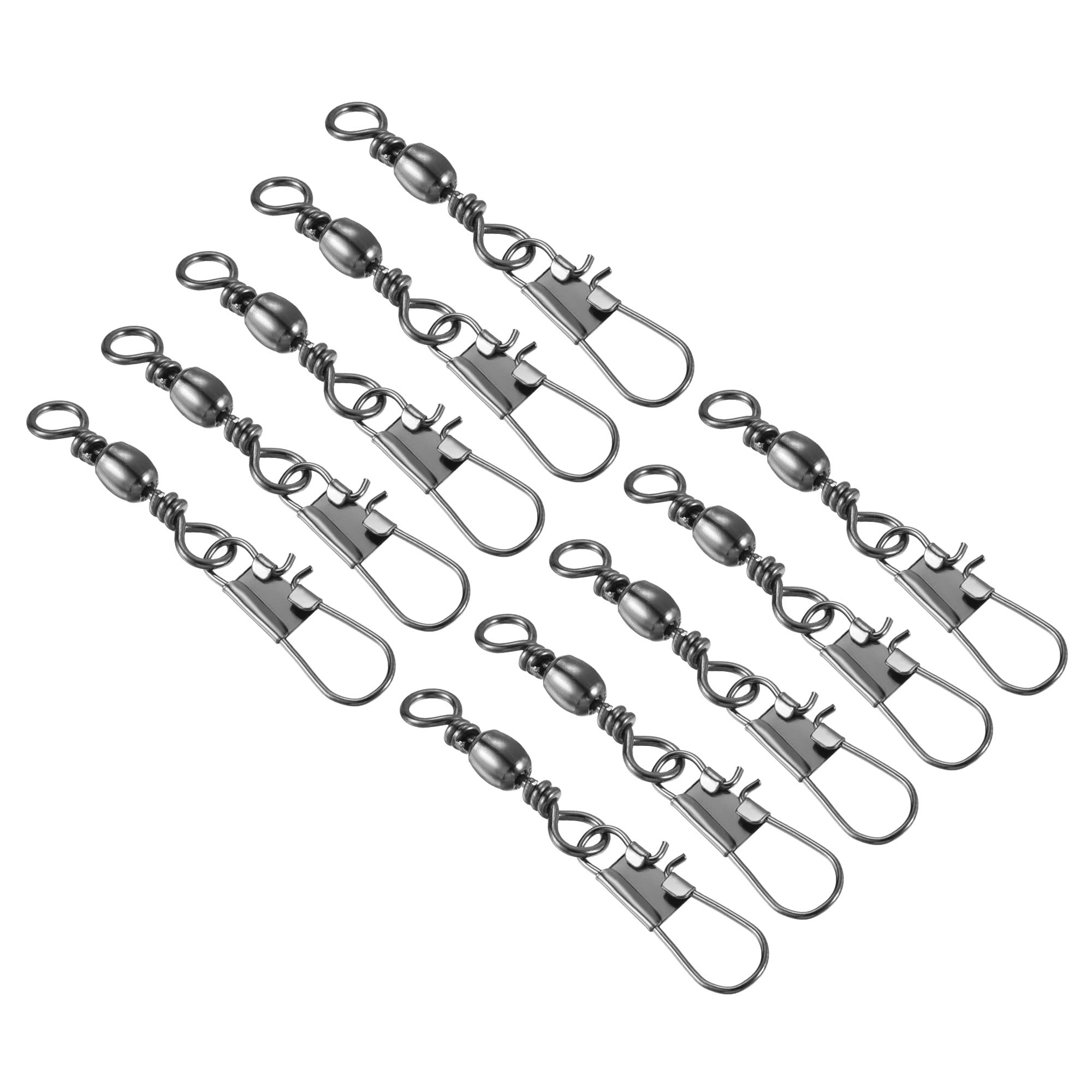 PATIKIL Fishing Barrel Swivel Snaps, 50Pcs 22LBS Stainless Steel Solid Ring Terminal Tackle for Saltwater Freshwater Fishing, Black