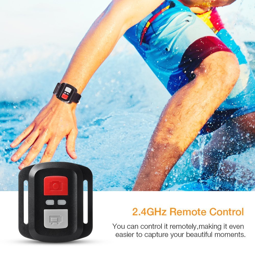 APEMAN Action Cam 4K WIFI Camera 16MP Ultra Full HD Unterwasser Kamera Helmkamera Wasserdicht mit 2.4G Fernbedienung 2 verbesserten Akkus und Montage Zubehör Kit