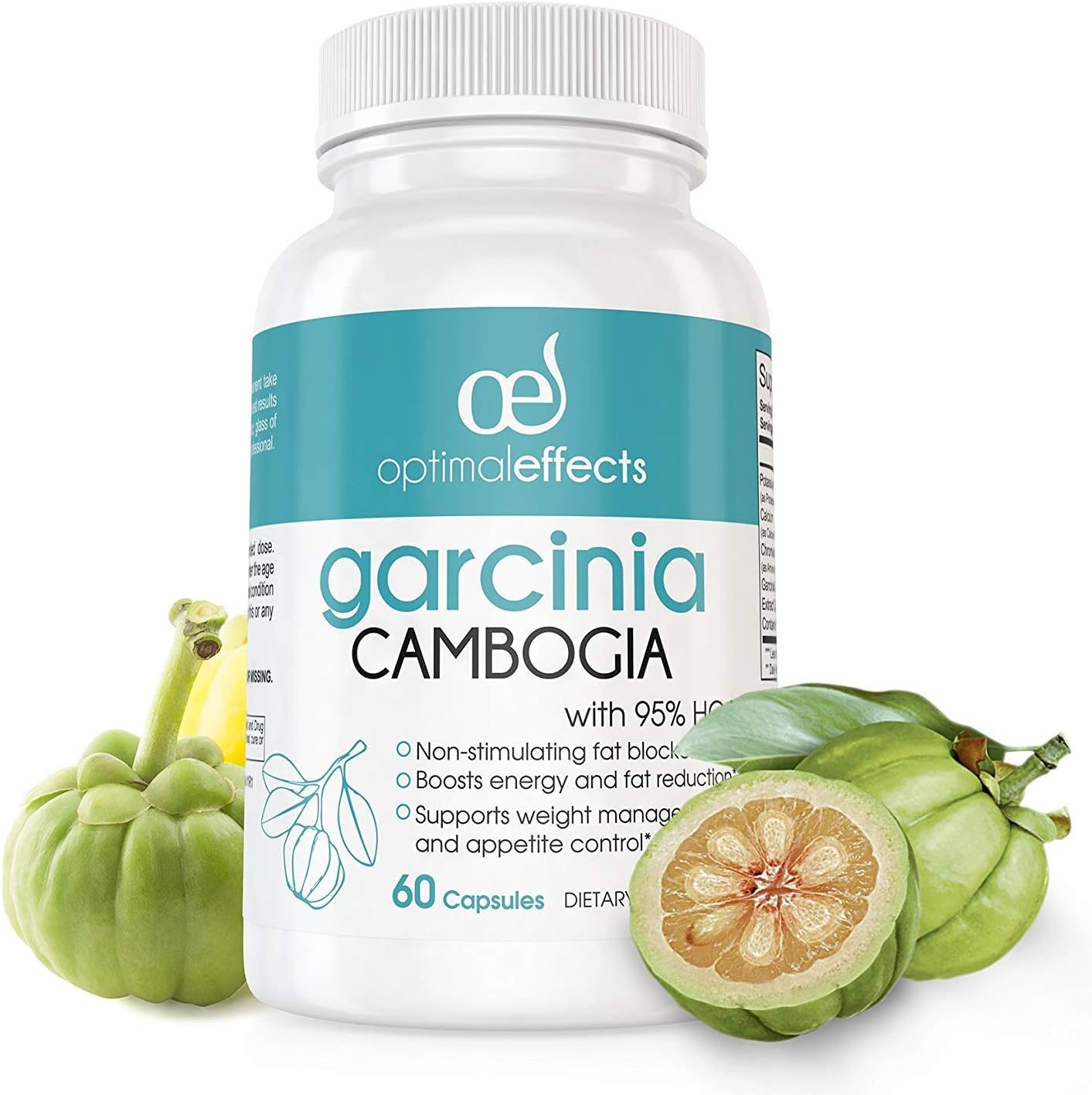 95 HCA Pure Garcinia Cambogia Extract by Optimal Effects Extreme Carb Blocker with Fast Acting Appetite Suppression Fat Burner Supplement 60 Veggie Capsules