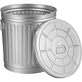 Gardenised Round Galvanized Steel, 12 Gallon Trash Can with Lid - Durable Metal Bucket for Backyard, Lawn, Garden and Yard Use - Weather-Resistant Garbage Can for Indoor and Outdoor, 16-inch