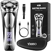 YIRISO Electric Razor for Men, 90Min Long-Lasting Shaver with 4D Floating Head & LCD Display, Ultra Smooth for Sensitive Skin, IPX6 Waterproof, USB-C Fast Charge, with Travel Case - Ideal Gift