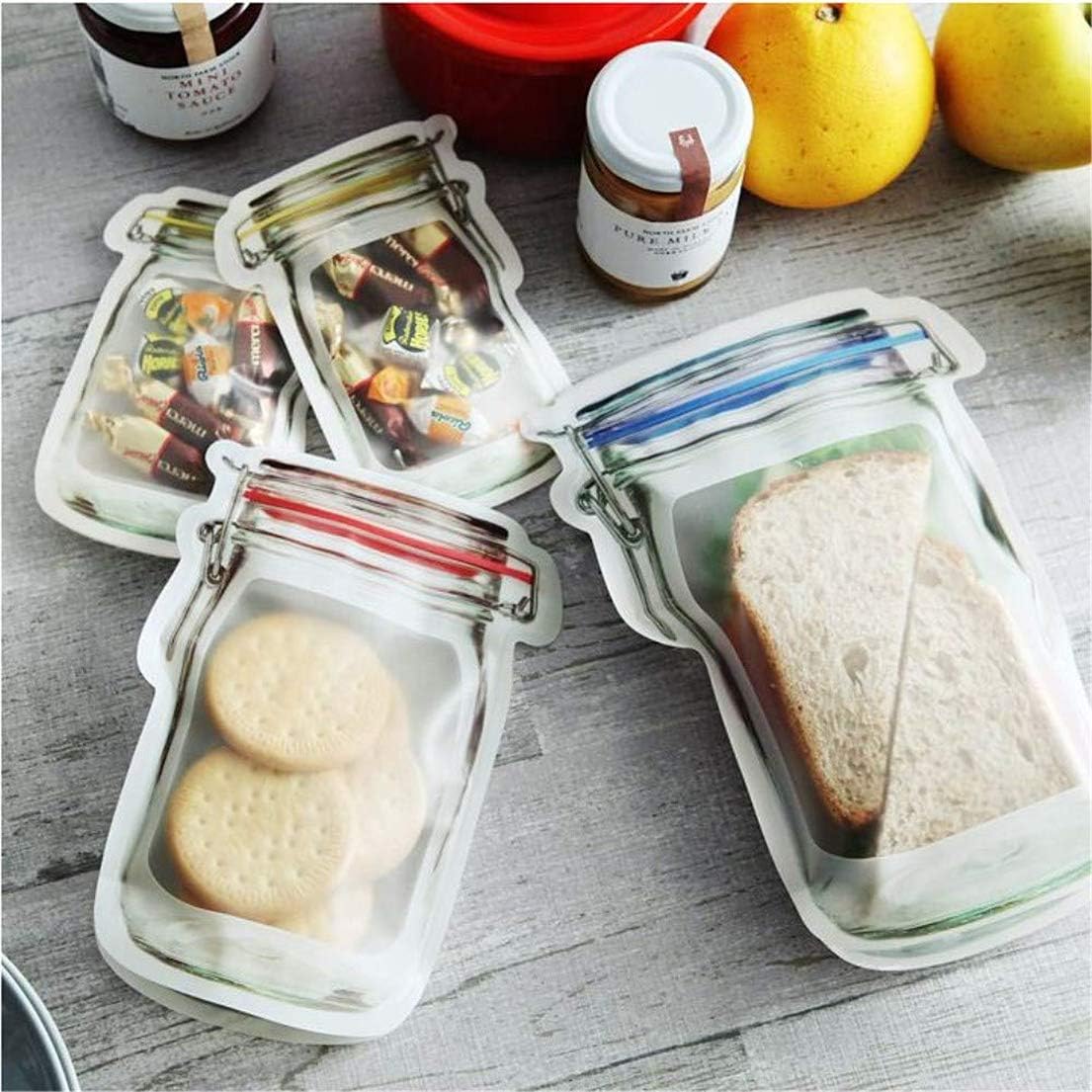 Tmrow 4pcs Mason Jar Zipper Bags,Food Storage Snack Sandwich Ziplock Bags,Reusable Airtight Seal Food Storage Bags,Leakproof Food Saver Bags for Travel Camping and Kids