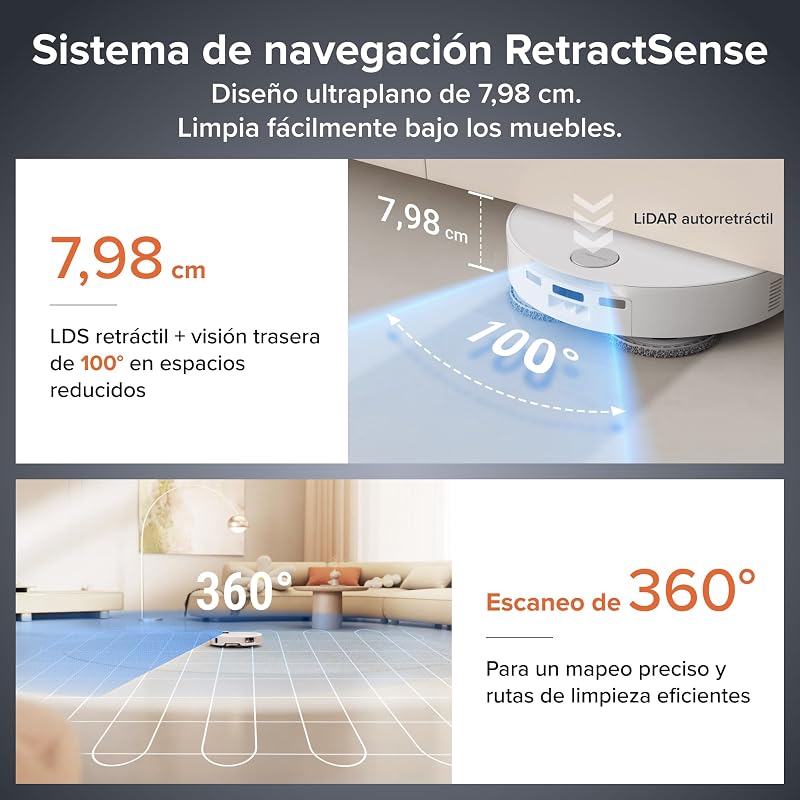 Qrevo EdgeT Aspirador Robô de Sucção 18500 Pa, com FlexiArm