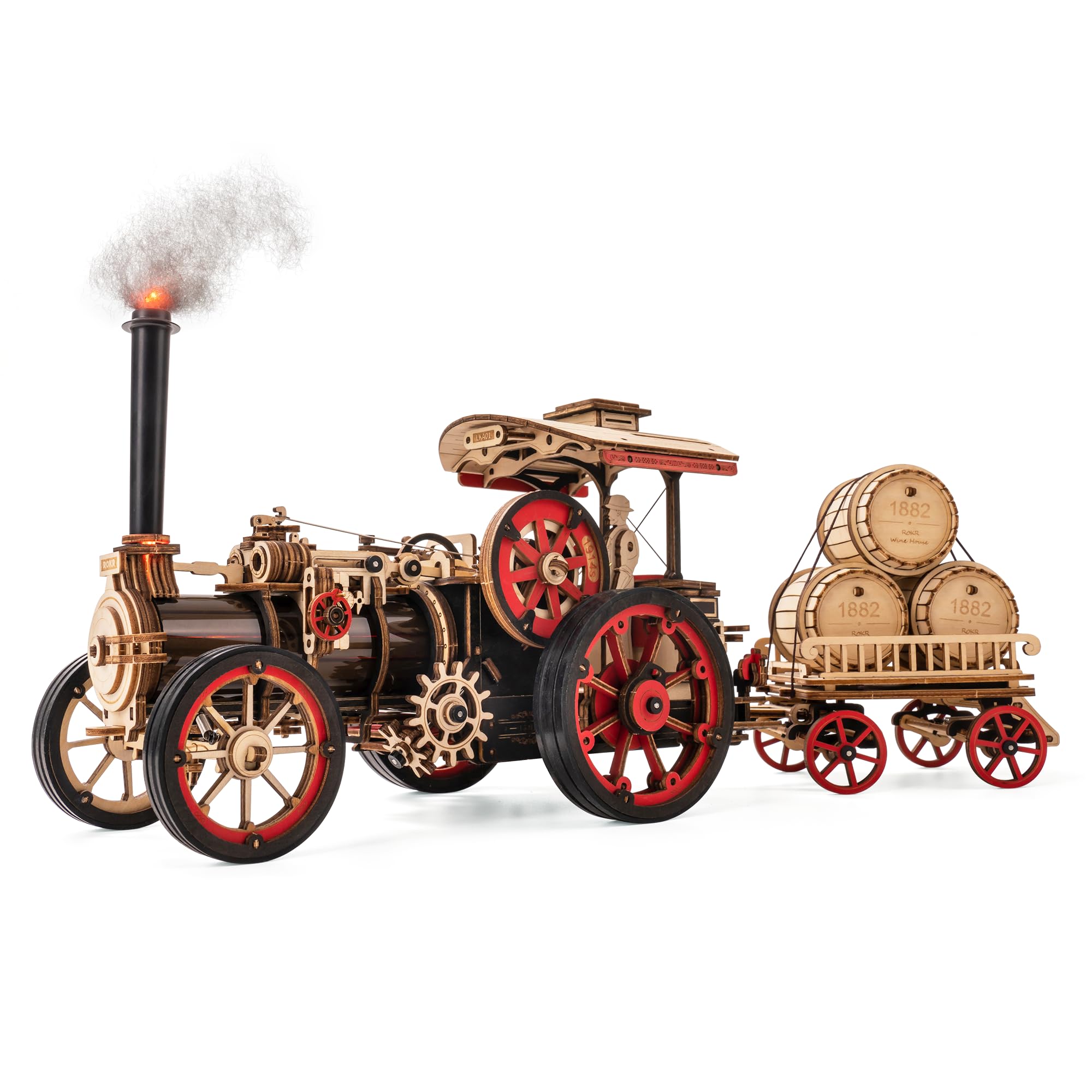 ROKR 3D Puzzle Car Model Kits for Adults to Build Vintage Car Locomotive Steam Tractor Hobbies for Adults UK Unique Father's Day Gifts Idea for Men(Steam Engine)