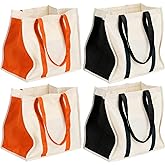 Covzoe 4 Pack Heavy Duty Shopping Bags, Reusable Canvas Grocery Bag with Side Pockets, Foldable Tote Bags with Handle, Large Multipurpose Bag for Shopping, Beach, Picnic, Washable