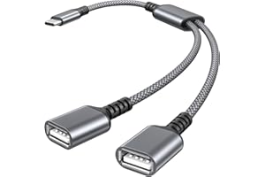Basesailor USB C Male to Dual USB Female Cable Adapter 1FT,Thunderbolt 3 to Double Type A 2.0 OTG Splitter Cord Converter Mul