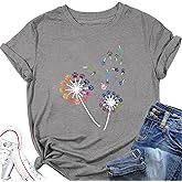 Women's T-Shirt Retro Flower Pattern Shirt Bohemian Short Sleeve T-Shirt Dandelion Wildflower Shirt Summer Casual Top
