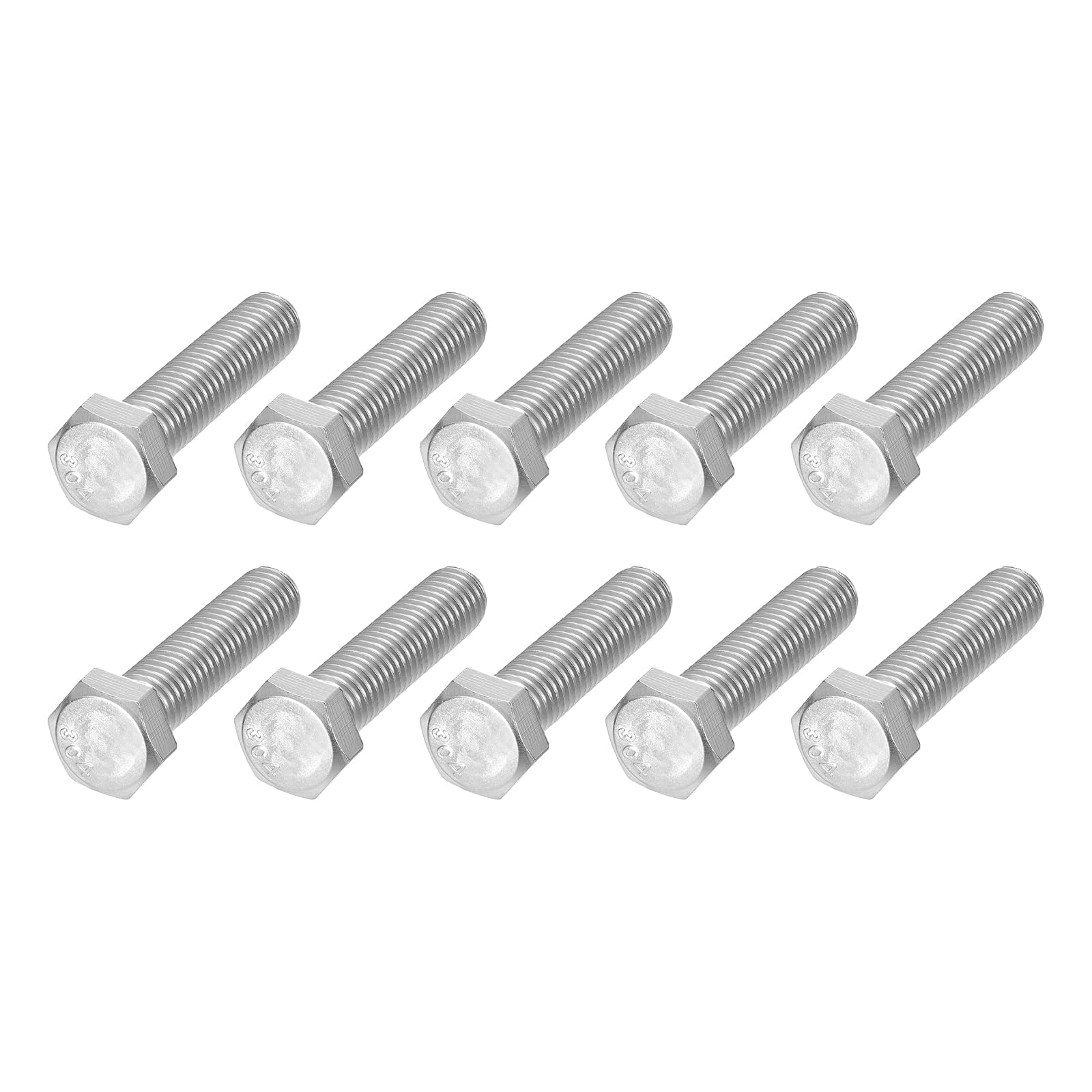 METALLIXITY Hex Head Bolts (1/2-13 x 2-1/2") 25Pcs, 304 Stainless Steel 18-8, Fully Threaded, External Hex Drive, Plain Finish, Hex Head Screw Bolt, Silver โ image 1