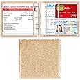 Osilly Car Registration and Insurance Holder, Waterproof Automtovie Essential Document Cards Driver License Glove Box Organizer Case for Men Women, Universal for SUV, Truck, RV（Golden）