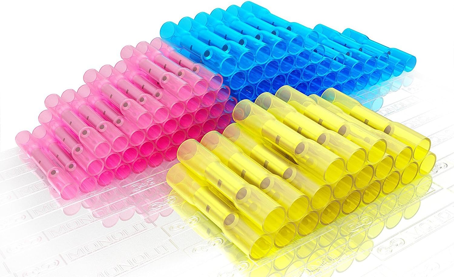 MONOLIT 100PCS Heat Shrink Butt Connectors Kit Insulated Waterproof Marine Automotive Grade Terminal Set Electrical Wire Crimp Connector Assortment 10-22 AWG