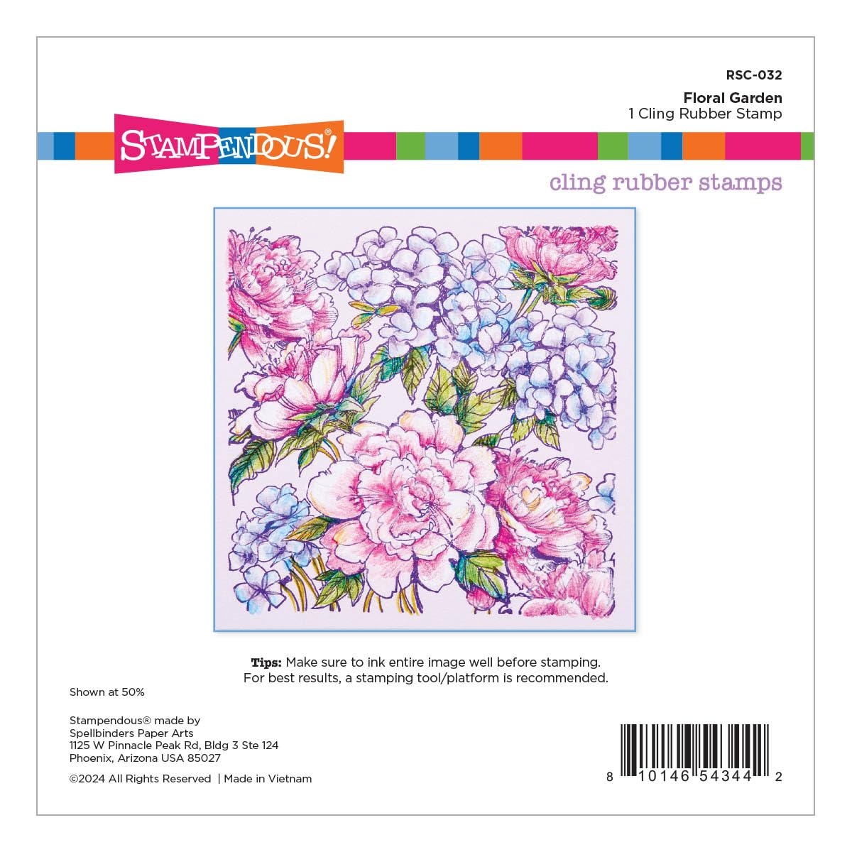 Spellbinders RSC-032 Stampendous Floral Garden Cling Rubber Stamp Set from The Beautiful Backgrounds Collection