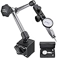 Neoteck 0-0.03"/0.0005" Dial Test Indicator with 132lbs(60kg) Max Pull Magnetic Base Stand Test Indicator Set with 3/8 inch (9.52mm) Clamping Hole for Machine Set-Up and Narrow Area Measurement