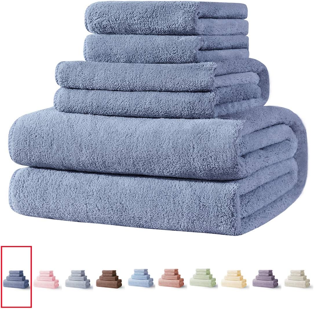 Xinrjojo Fade-Resistant Microfiber Super Soft Plush Highly-Absorbent Microfiber Quick-Dry Towel Sets, 4 Pieces, 1 Bath Towels 1 Hand Towel and 2 Washcloths-Royal Blue
