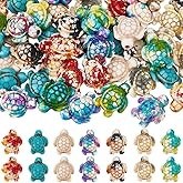 SUNNYCLUE 1 Box 70Pcs 7 Colors Turtle Beads Bulk Sea Turtle Bead Charms Synthetic Turquoise Ocean Animal Tortoise Loose Spacer Beads for DIY Crafts Jewelry Necklace Bracelet Making Bead Assortments