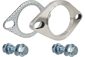 SHINTONES 2.5 Inch 2 Bolt Exhaust Flange and Gasket,Stainless Steel Exhaust Flange Connection Set with Flange Bolts and Nuts(63mm)