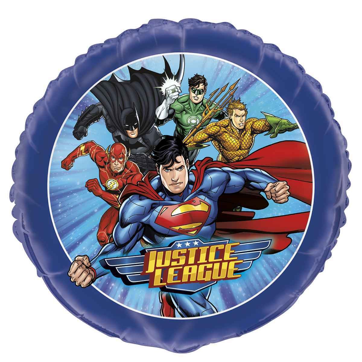 Justice League Multicolor Round Foil Balloon (45cm) 1 Piece - Perfect for Superhero-themed Parties and Events