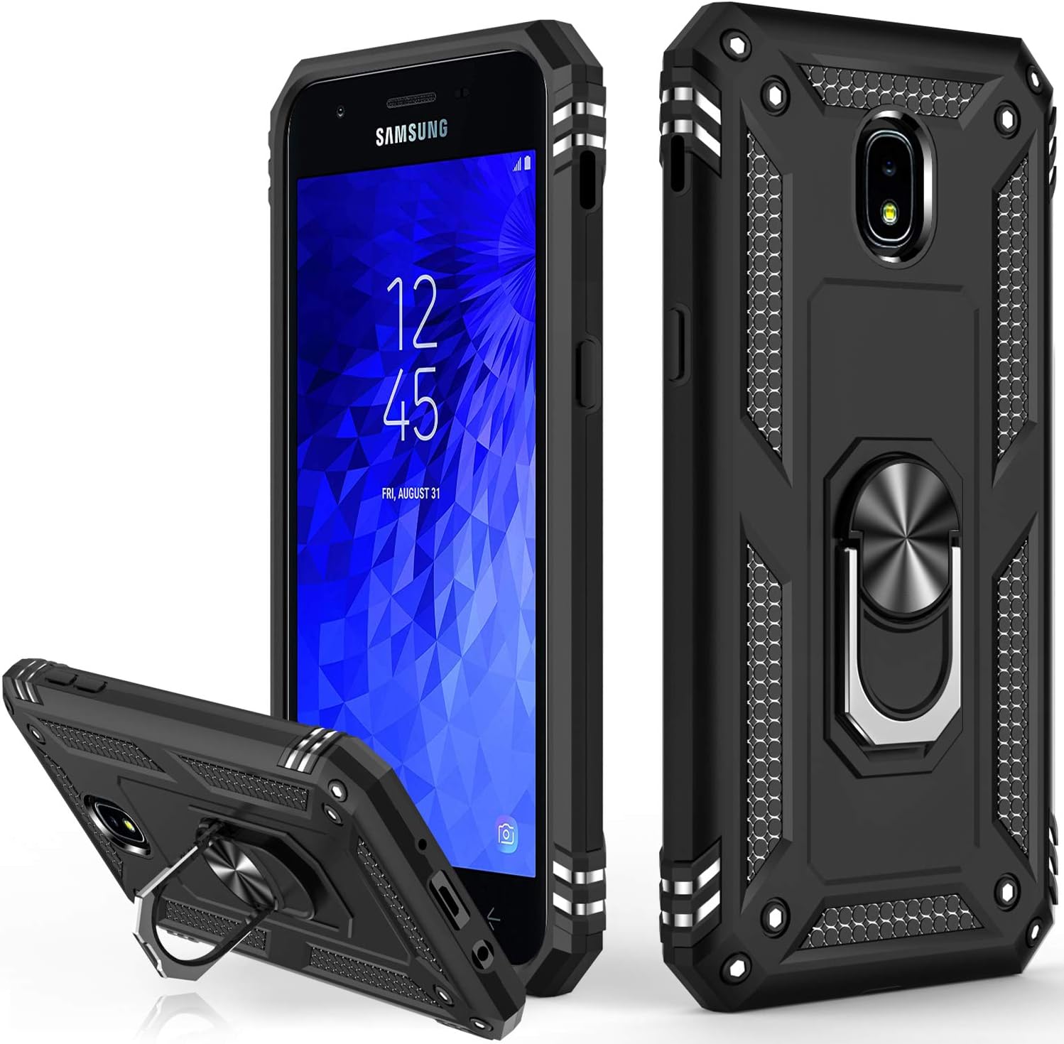 LUMARKECellular Phone Case for Samsung Galaxy J3 2018 - Heavy Duty Protective Shockproof Case with Screen & Camera Protection, Magnetic Kickstand, Black
