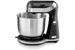 Dash Stand Mixer (Electric Mixer for Everyday Use): 6 Speed Stand Mixer with 3 qt Stainless Steel Mixing Bowl, Dough Hooks & 