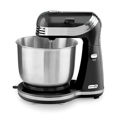 Dash Stand Mixer (Electric Mixer for Everyday Use): 6 Speed Stand Mixer with 3 qt Stainless Steel Mixing Bowl, Dough Hooks & Mixer Beaters for Dressings, Frosting, Meringues & More - Black